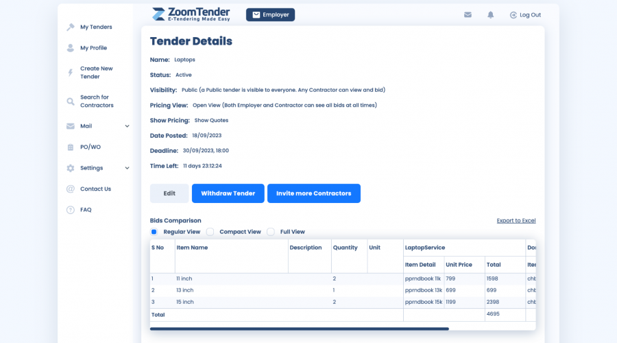 ZoomTender: Innovative reverse auction platform Post, Choose, Pay less screenshot 5