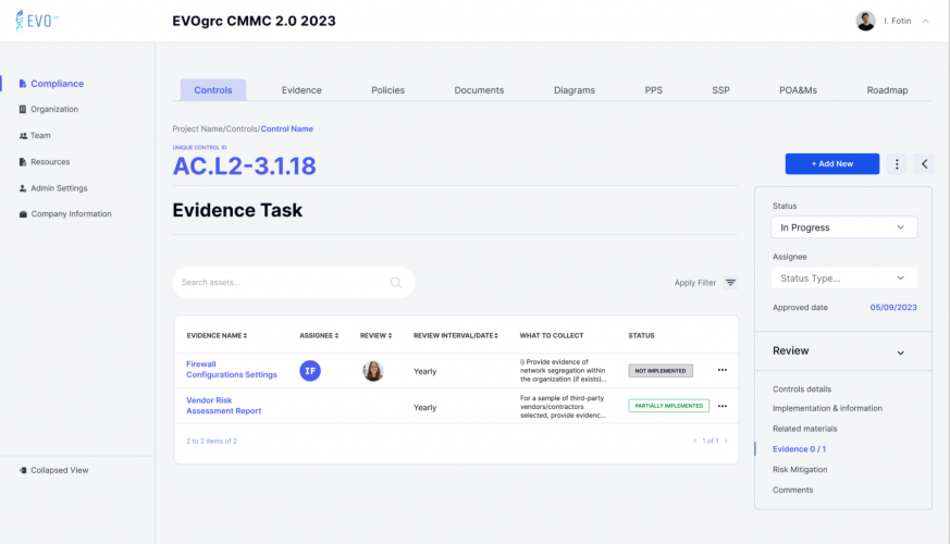 EVOgrc: SaaS platform for cybersecurity audit screenshot 1