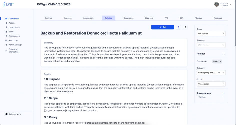 EVOgrc: SaaS platform for cybersecurity audit screenshot 2