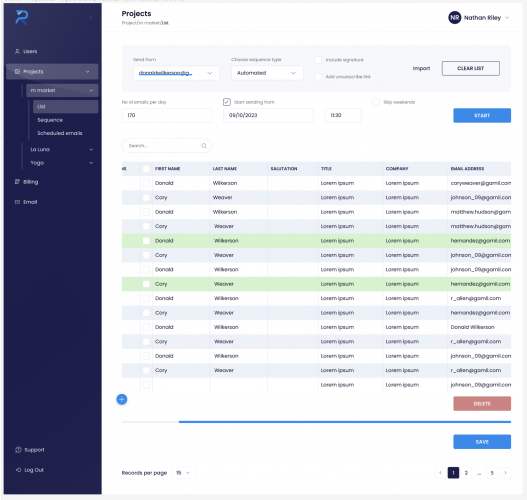 Sequence-r:An automated email-sending platform for marketing companies screenshot 1