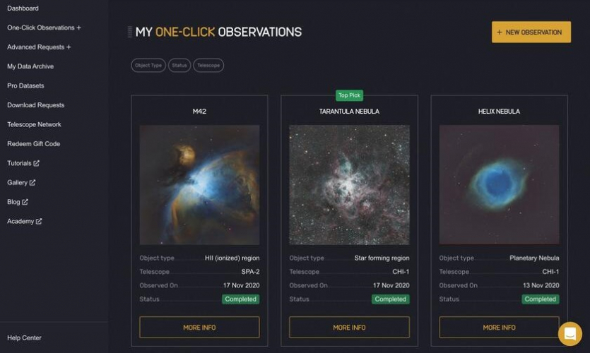 TELESCOPE LIVE - Astrophotography Web Platform screenshot 1