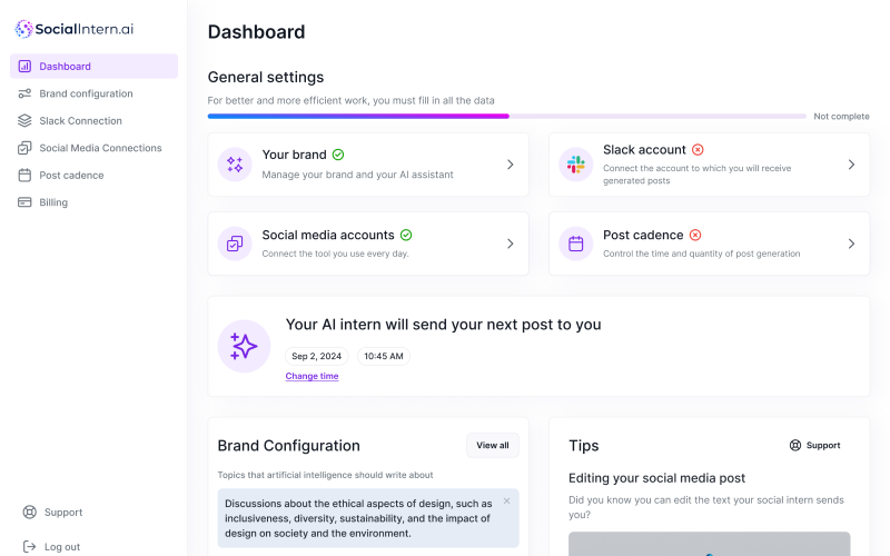 SocialIntern - AI SaaS Web App for SMM | CRM& Dashboard screenshot 2
