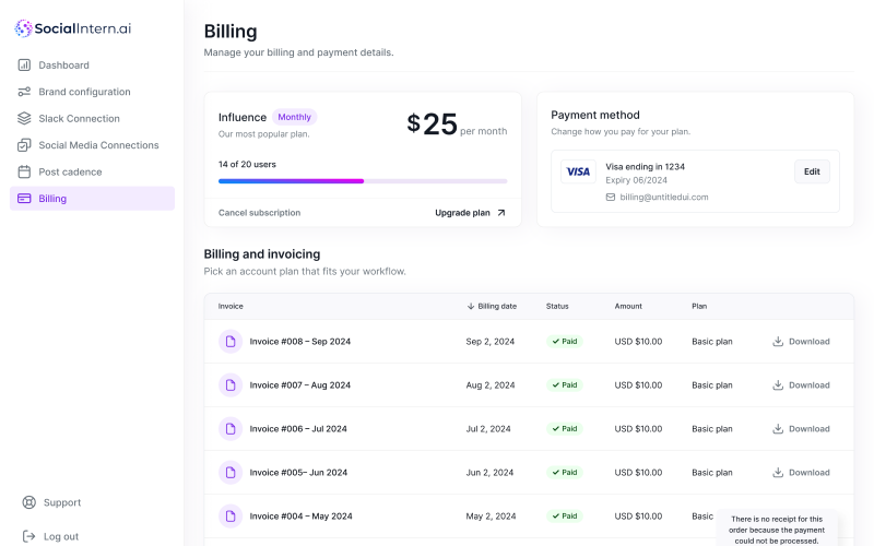 SocialIntern - AI SaaS Web App for SMM | CRM& Dashboard screenshot 3