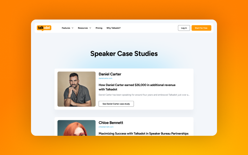 Talkadot - Website&Web Platform for public speakers screenshot 4