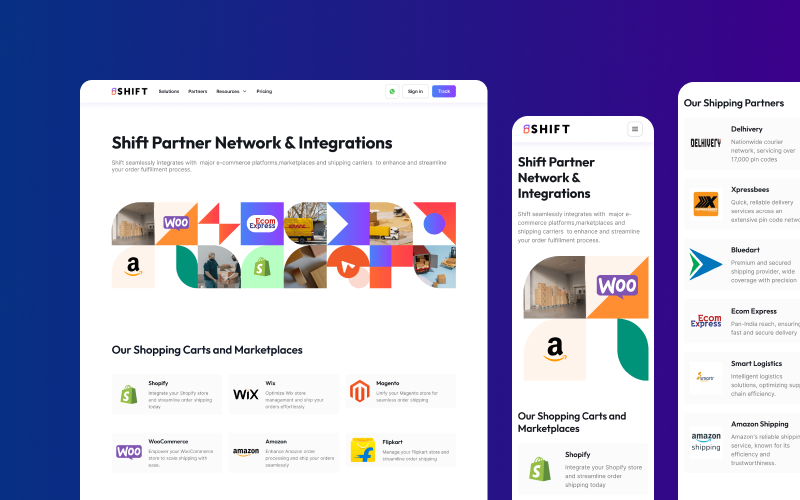 Shift - Website for E-Commerce SaaS & Logistic company screenshot 2