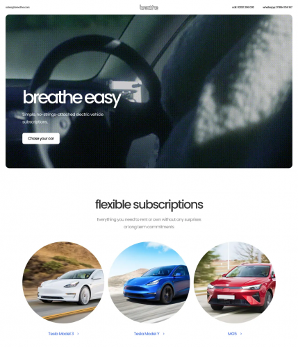 Breathe Cars / Website Redesign / Webflow dev screenshot 2