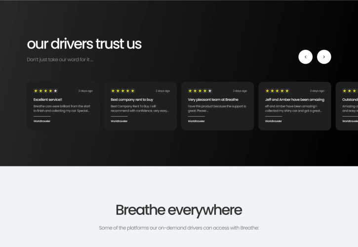 Breathe Cars / Website Redesign / Webflow dev screenshot 1