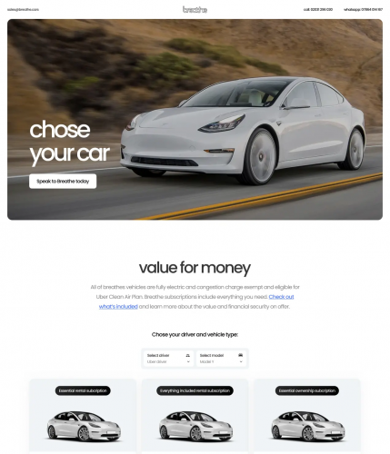Breathe Cars / Website Redesign / Webflow dev screenshot 3