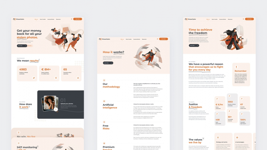 Photoclaim - Website for company with patented AI technology screenshot 1