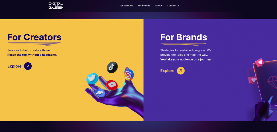 Digital Base - UI and UX design for company website screenshot 1