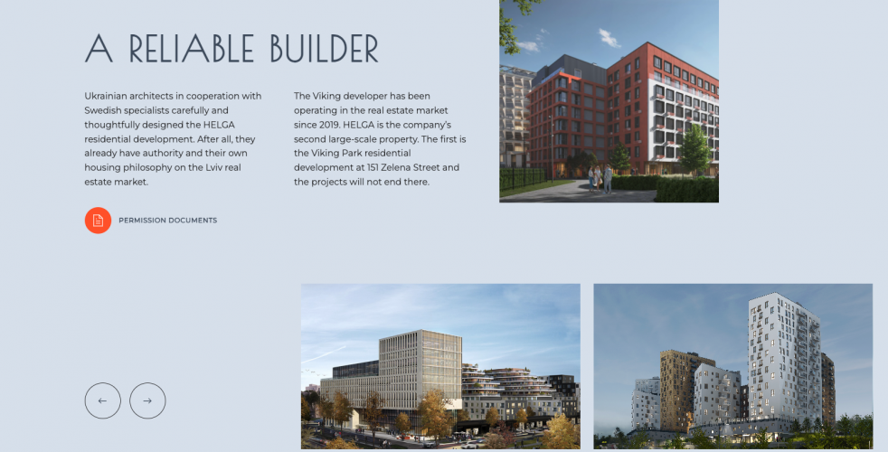 Viking developement - website for a residential complex Helga screenshot 5