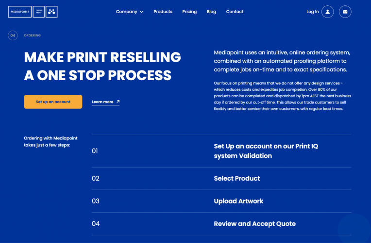Mediapoint - Website for a leading print company in Australia screenshot 1