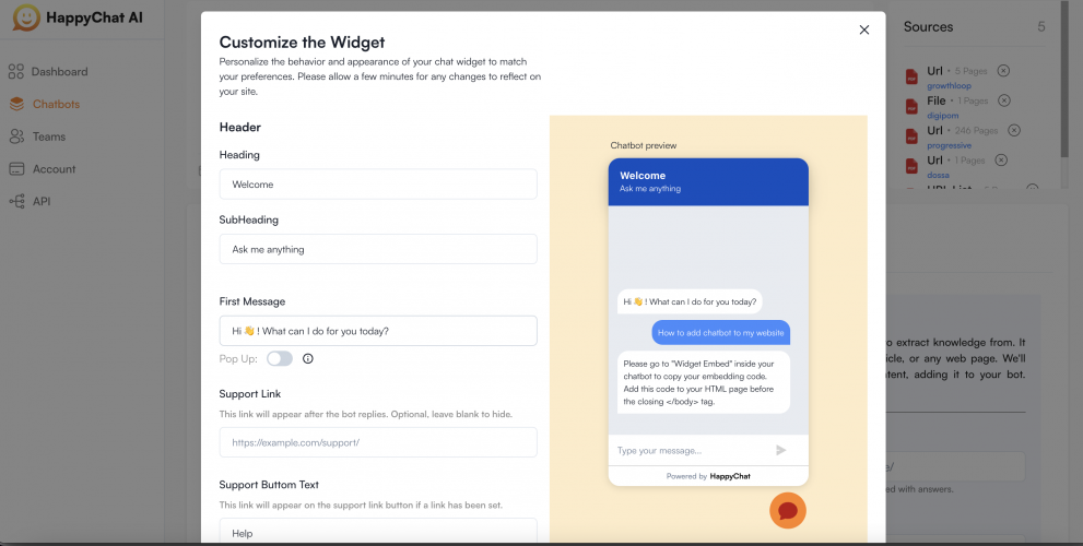 SaaS AI chatbot screenshot 2