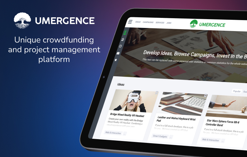 Umergence: Unique Crowdfunding and Project Management Platform screenshot 1