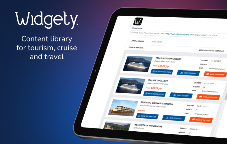 Widgety: Content Library for Tourism, Cruise and Travel screenshot 1