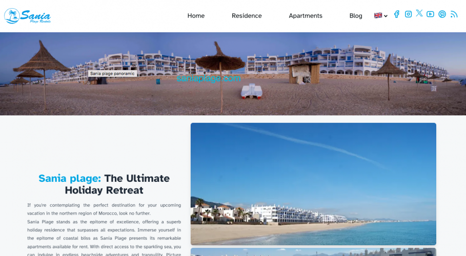 Sania Plage website screenshot 2