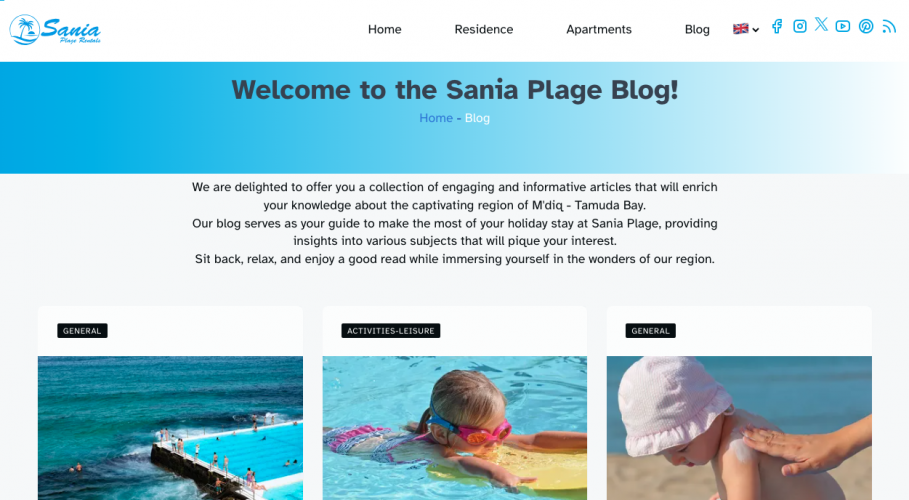 Sania Plage website screenshot 1
