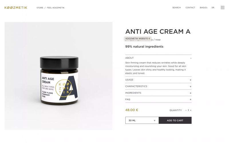 KOOZMETIK Identity, Packaging & Website design screenshot 1