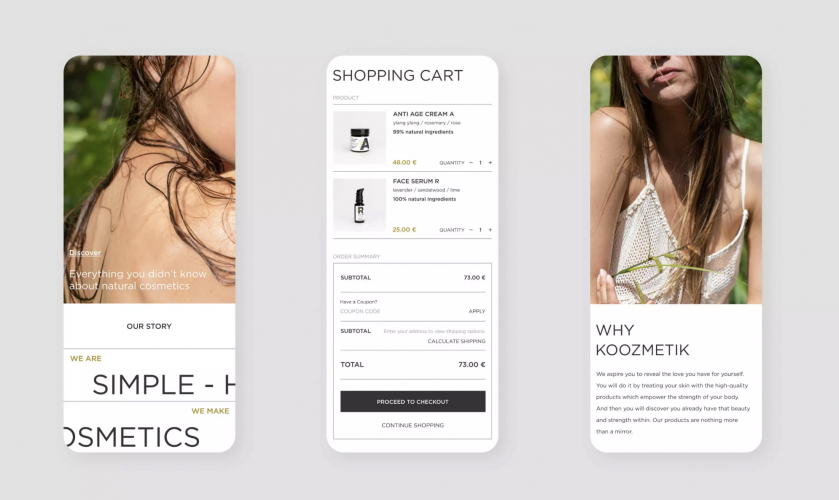 KOOZMETIK Identity, Packaging & Website design screenshot 2