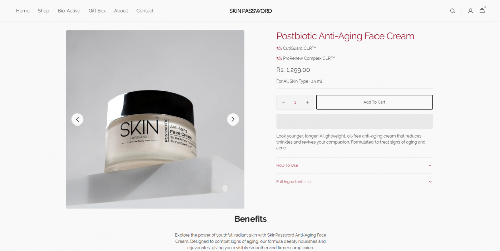 Premium cosmetic e-commerce website development screenshot 1