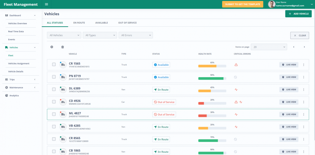 AWS-Based IoT Fleet Management System for logistics company screenshot 2