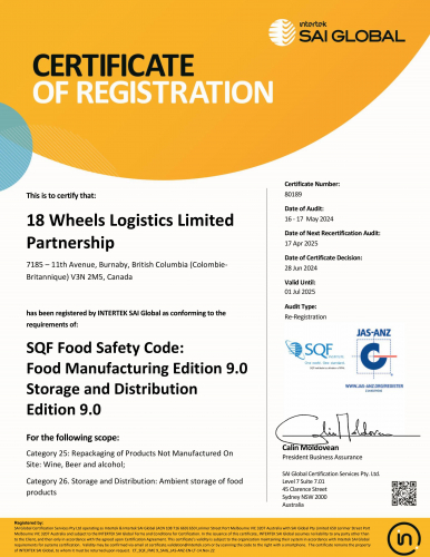 Food Grade Facilities Across Canada - SQF Certified  screenshot 1