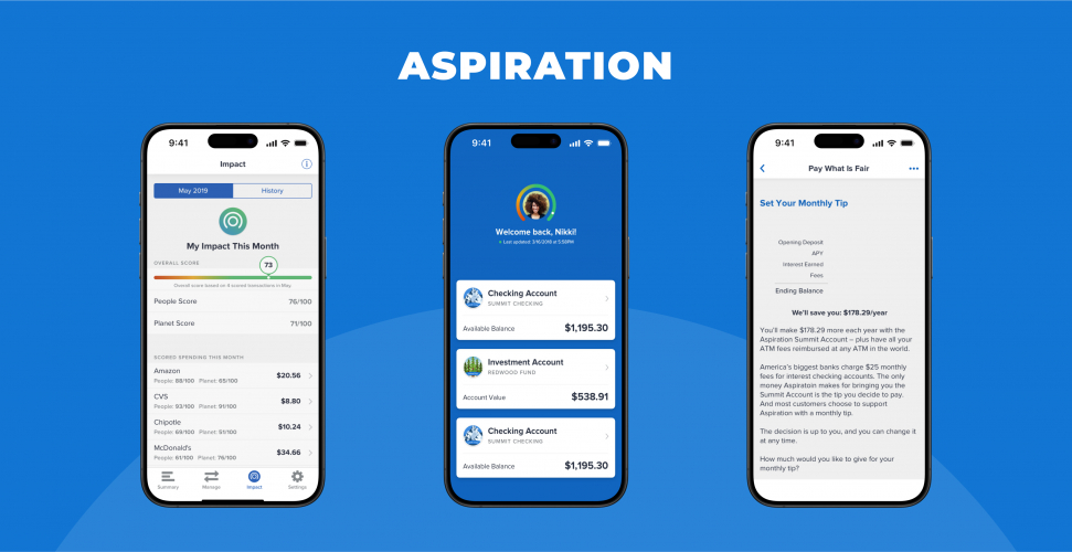 Aspiration iOS and Android apps screenshot 1