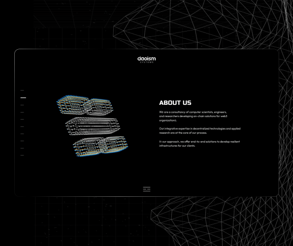 DAOISM.SYSTEMS: Branding website with 3D graphics screenshot 1