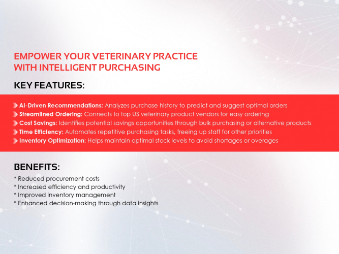Veterinary Purchasing AI assistant screenshot 1