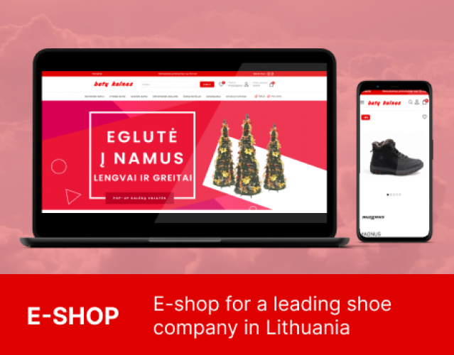 E-shop for a leading shoe company in Lithuania screenshot 1