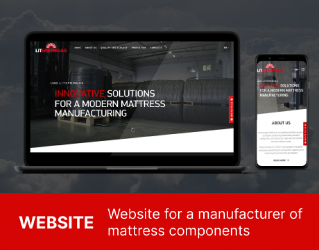 Website for a manufacturer of mattress components screenshot 1