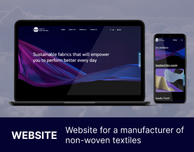Website for a manufacturer of non-woven textiles screenshot 1