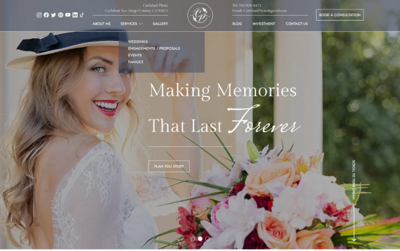 Wedding site screenshot 2