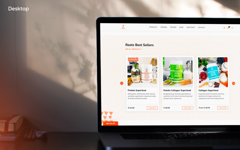 Vibrant and fresh look for organic supplements screenshot 1