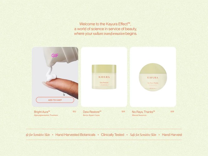 Kayura Skincare | UI/UX, Shopify & 3D Design screenshot 4