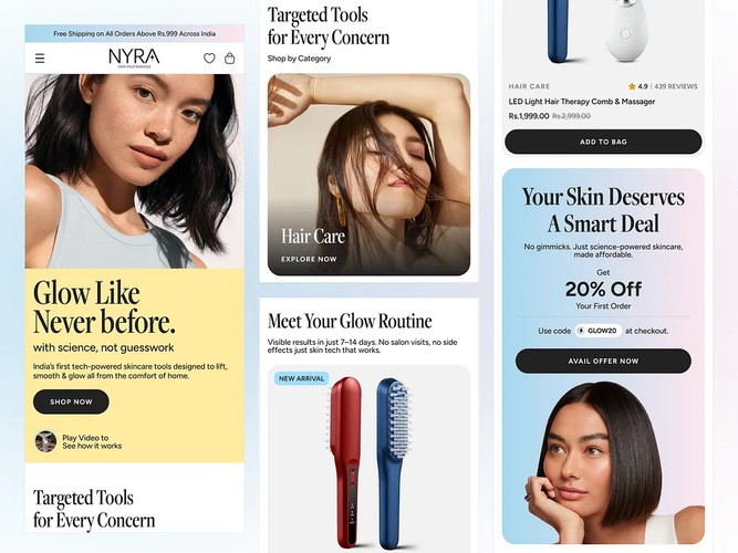 NYRA Skincare | UI/UX, Shopify & 3D Design screenshot 5