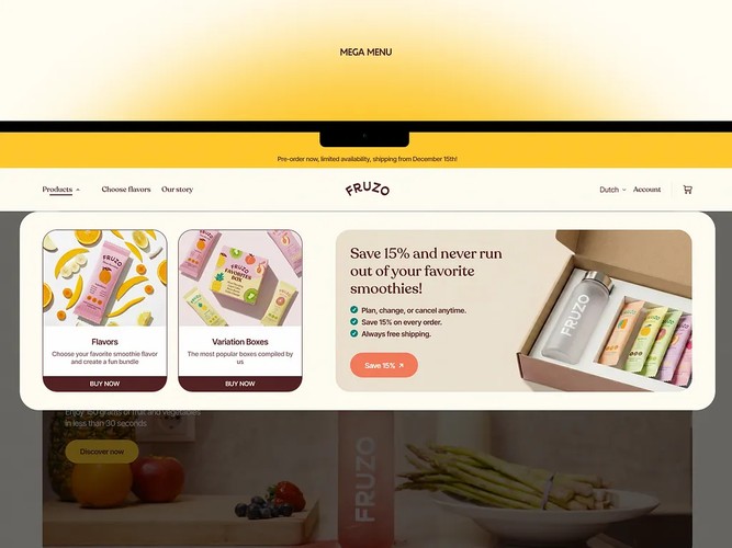 Fruzo Smoothies | UI/UX, Shopify & 3D Design screenshot 1