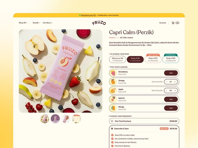 Fruzo Smoothies | UI/UX, Shopify & 3D Design screenshot 4