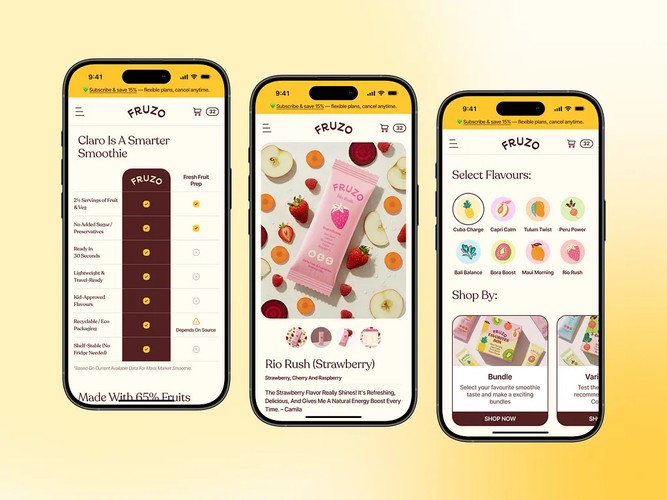 Fruzo Smoothies | UI/UX, Shopify & 3D Design screenshot 3