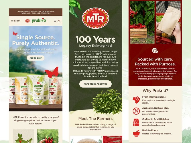 MTR Prakriti | UI/UX, Shopify & 3D Design screenshot 2