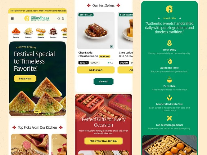 Shree Anandhaas Sweets | UI/UX & Shopify Design screenshot 4