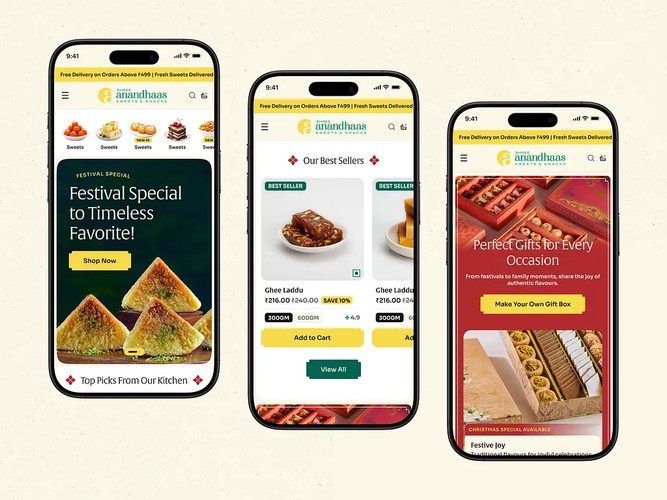 Shree Anandhaas Sweets | UI/UX & Shopify Design screenshot 2