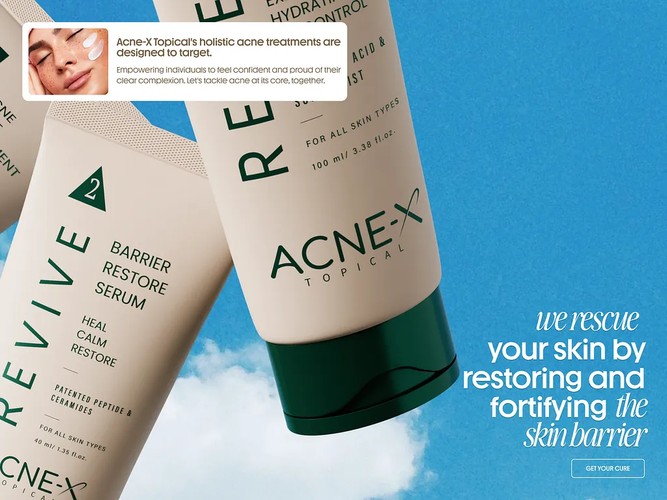 Acne-X Skincare | UI/UX, Shopify & 3D Design screenshot 1