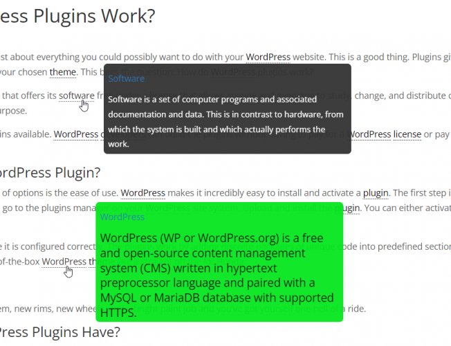 Tooltip Glossary Plugin screenshot 3