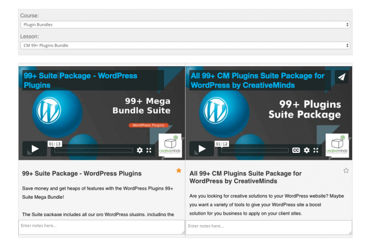 WordPress Video Lessons Manager Plugin screenshot 1