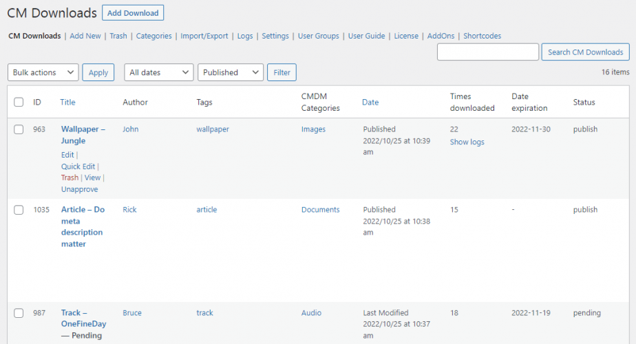 WordPress Download and File Manager screenshot 5