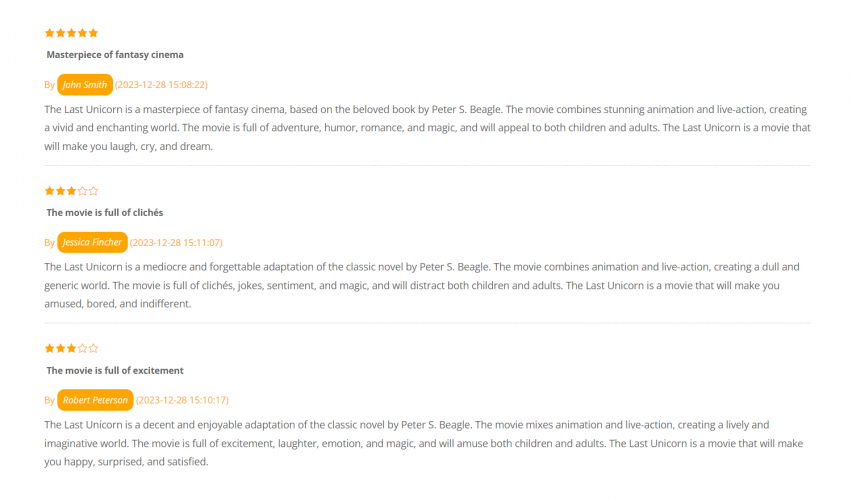 WordPress Review Plugin screenshot 1