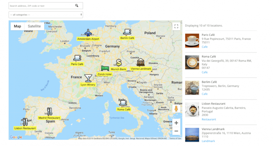 WordPress Multi Location Map screenshot 1
