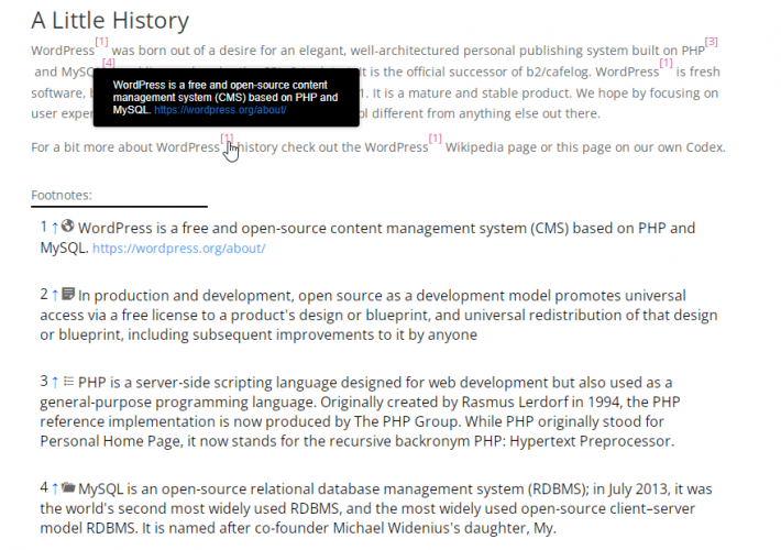 WordPress Footnotes Plugin screenshot 3