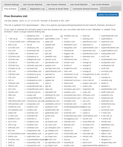 WordPress Email Registration Blacklist Plugin screenshot 2